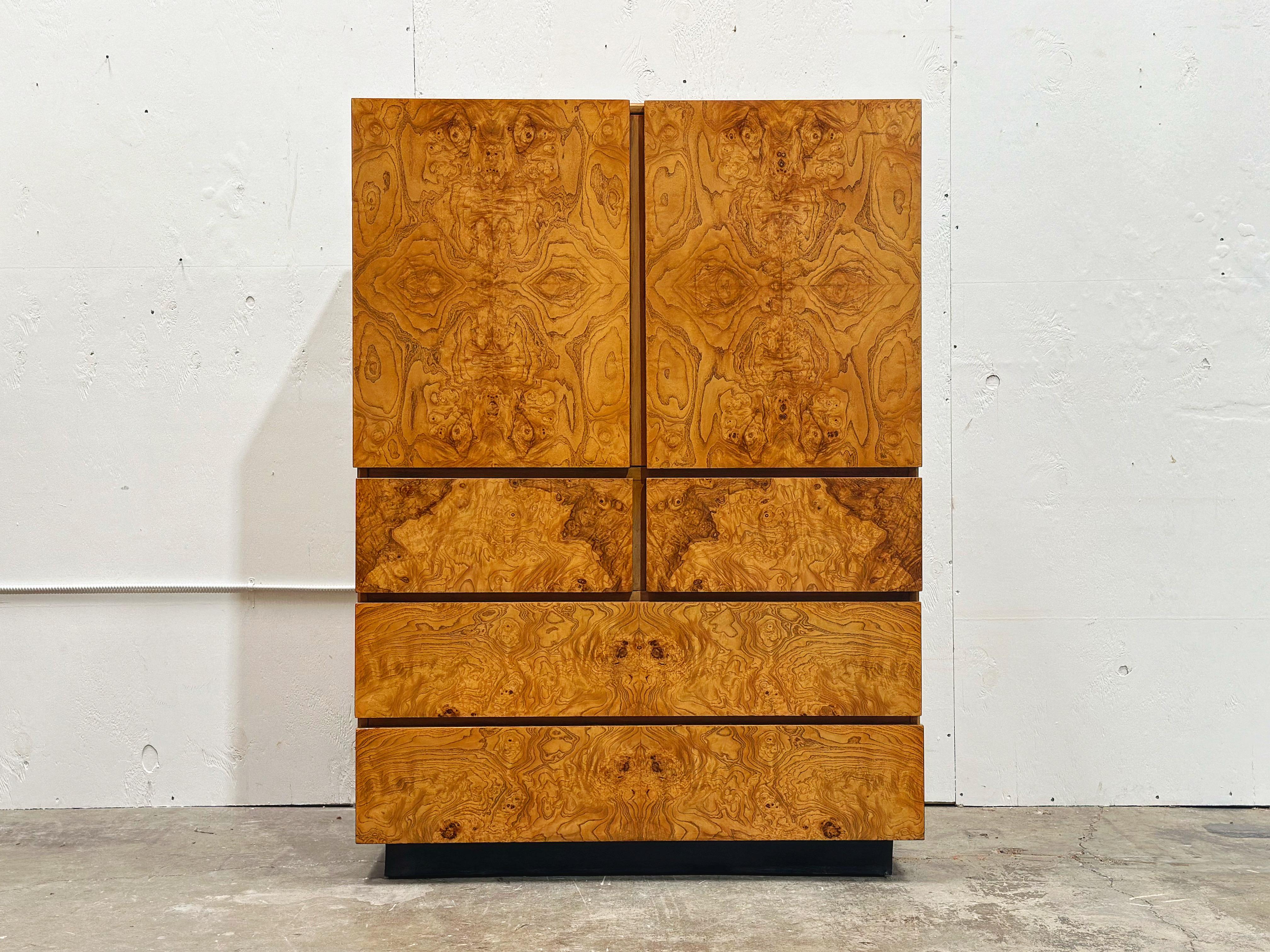Midcentury Burl Wood Gentleman's Dresser Armoire - Roland Carter - Lane - 1970s 3