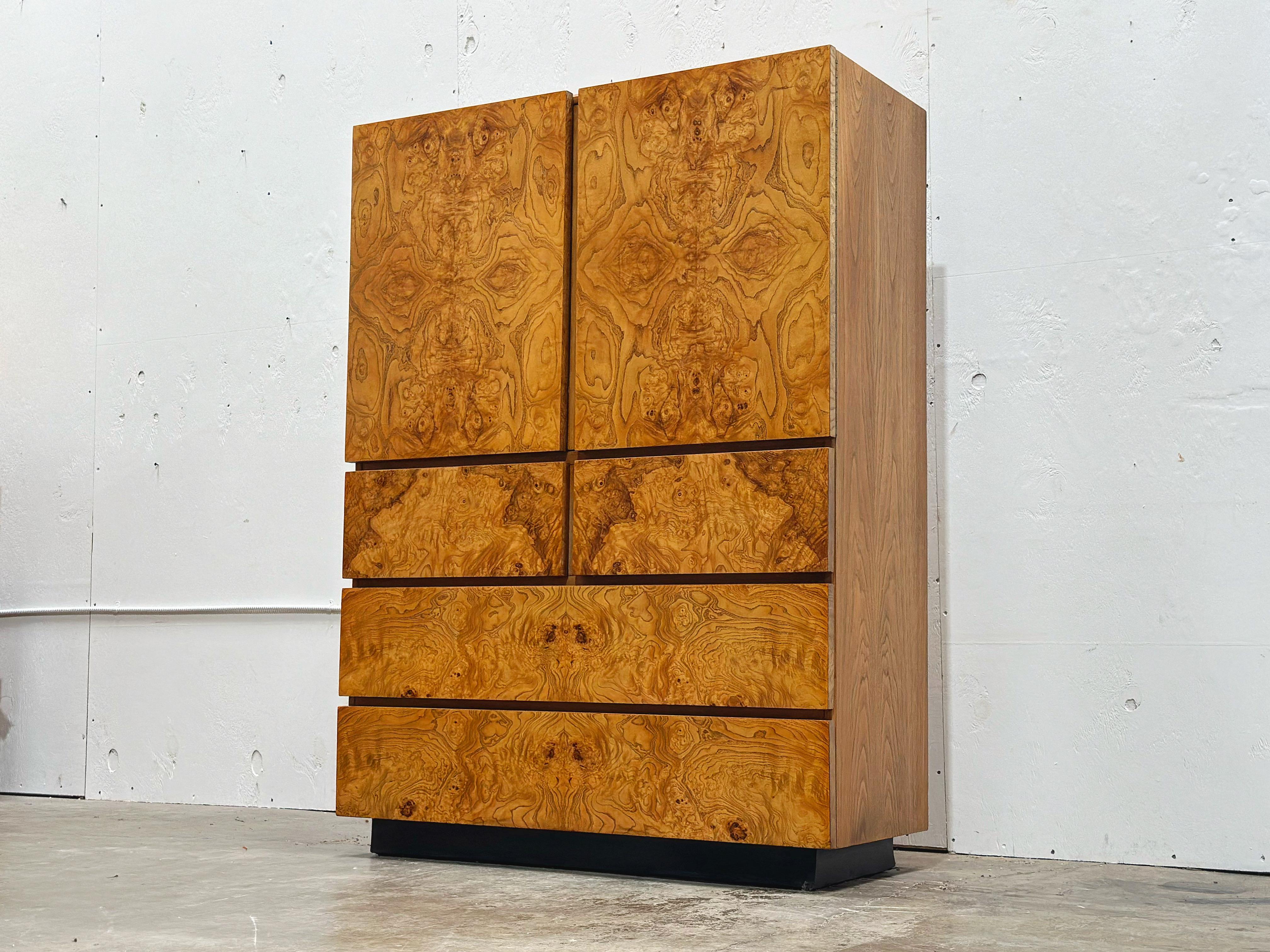 Mid-Century Modern Midcentury Burl Wood Gentleman's Dresser Armoire - Roland Carter - Lane - 1970s