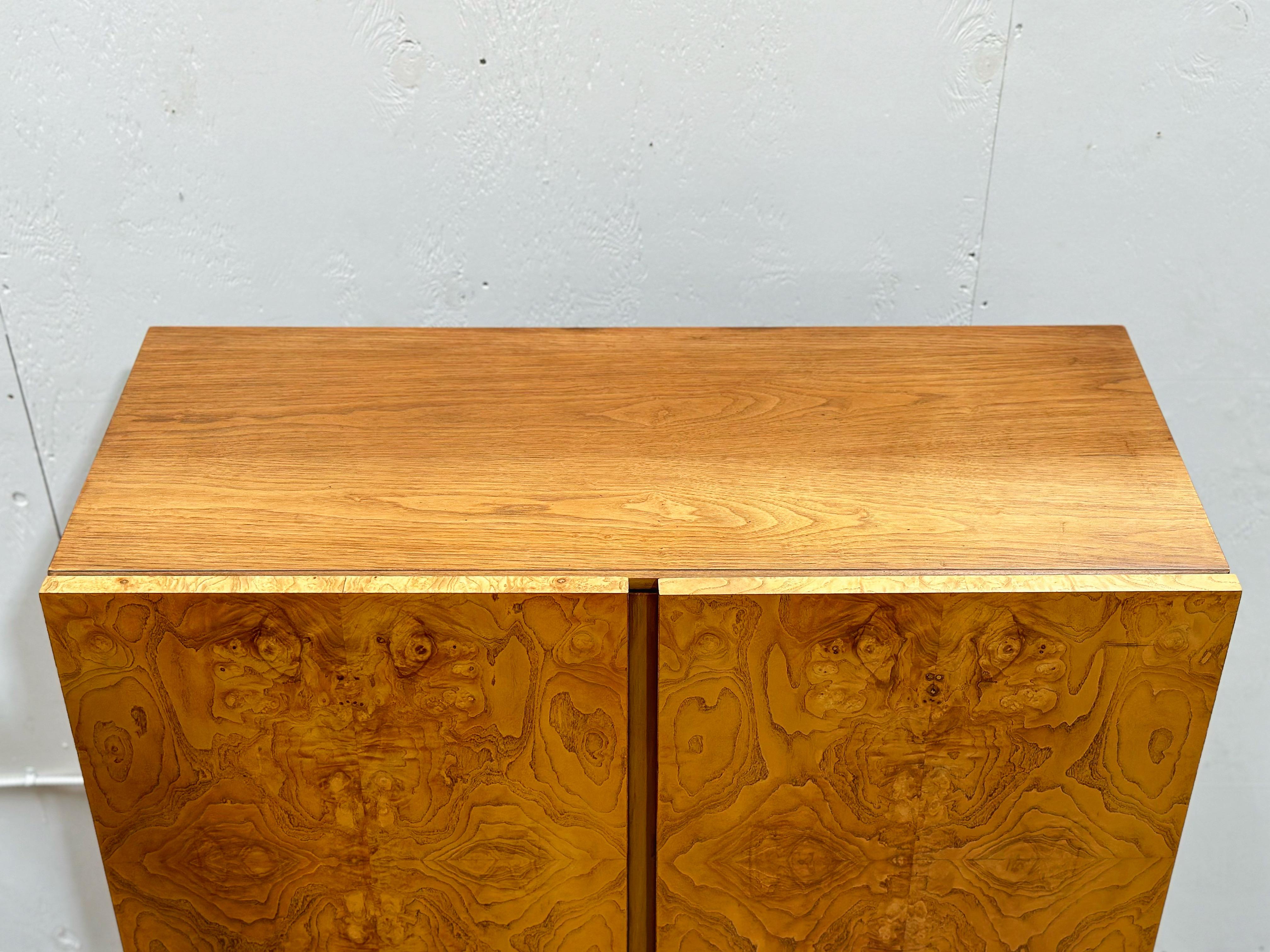 Late 20th Century Midcentury Burl Wood Gentleman's Dresser Armoire - Roland Carter - Lane - 1970s
