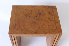 Midcentury Burl Wood Nesting Tables with Brass Inlay