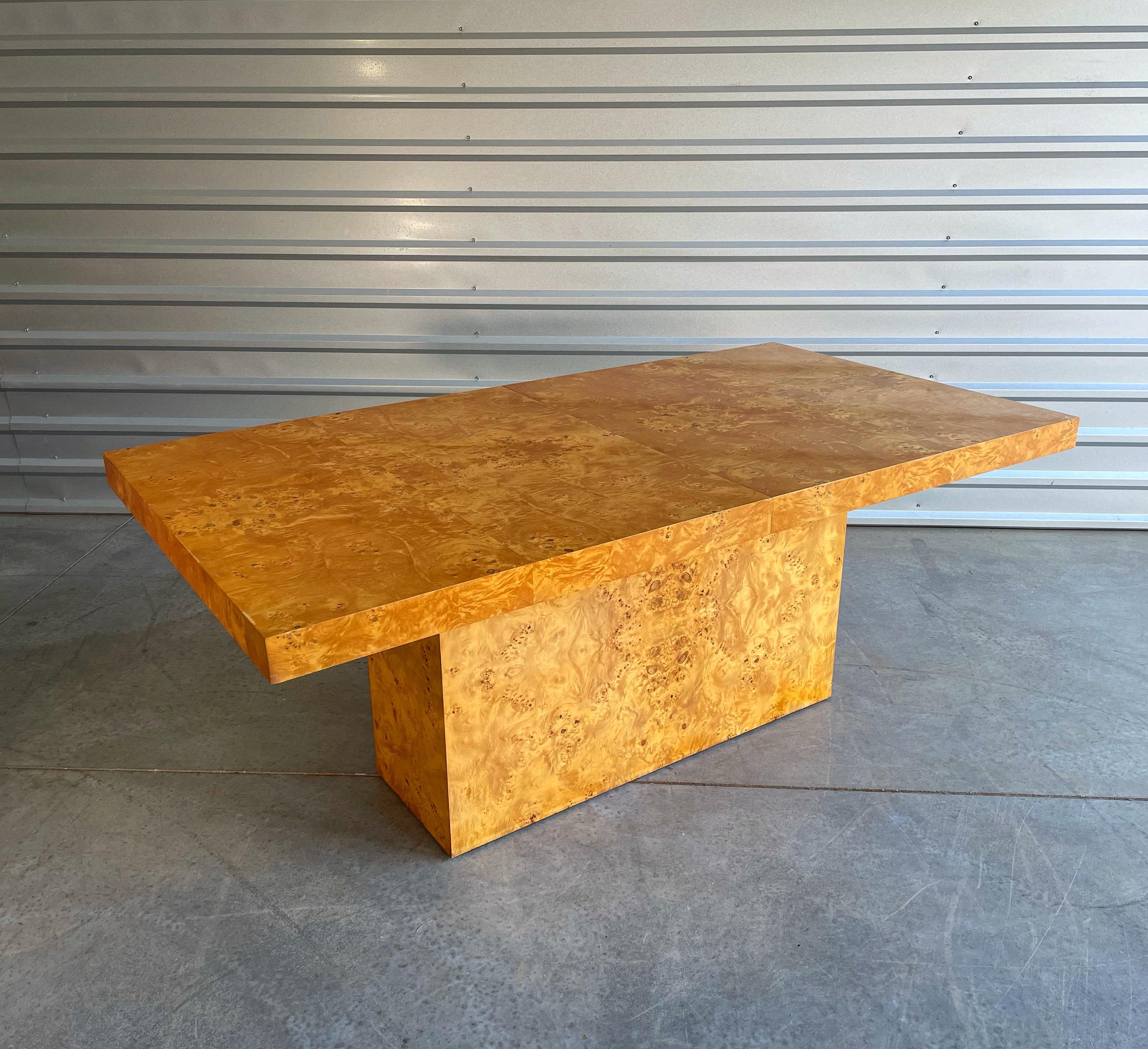 Late 20th Century Midcentury Burl Wood Pedestal Dining Table by Arthur Umanoff for Dillingham