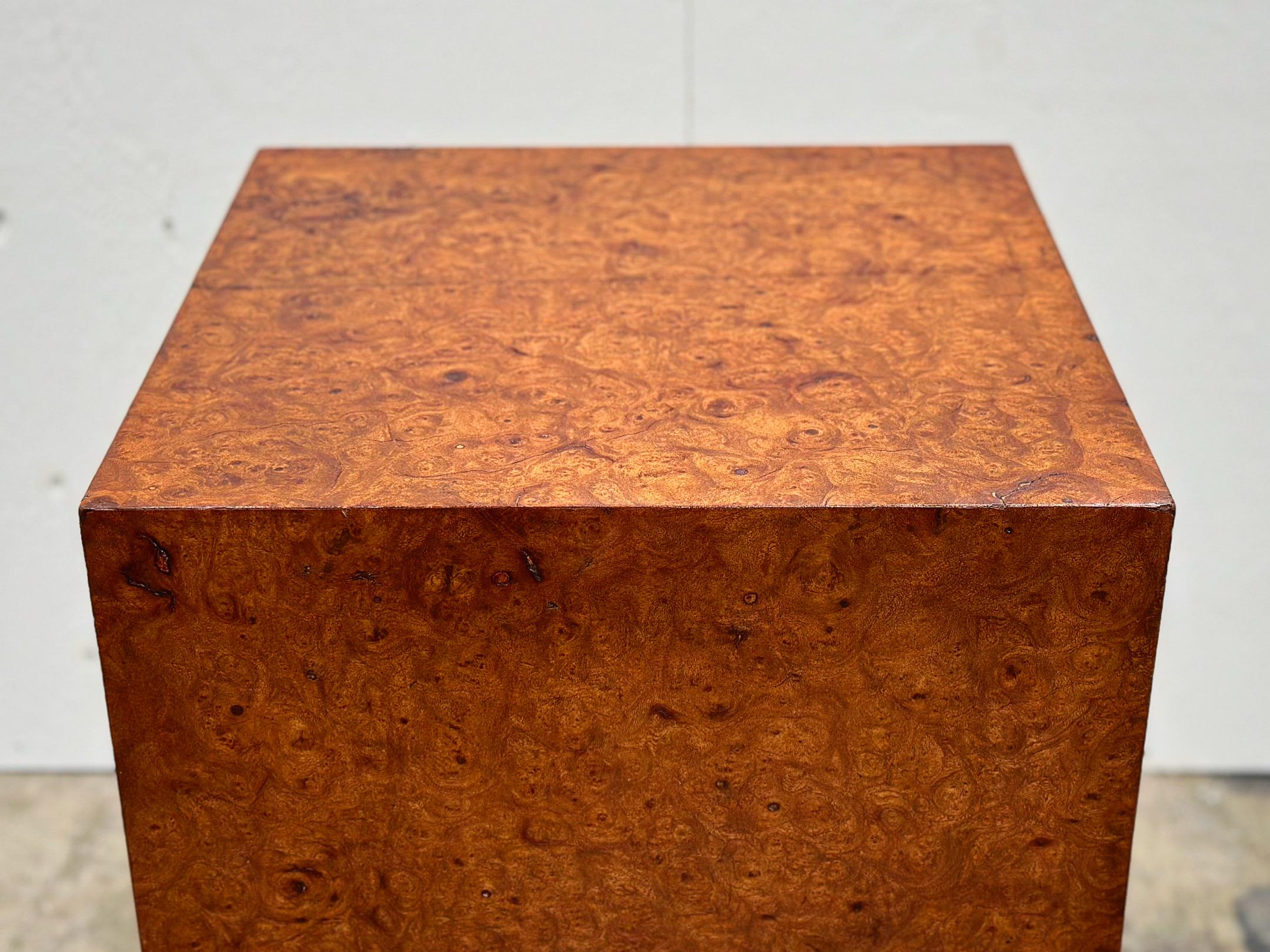American Midcentury Burl Wood Pedestal - Milo Baughman for Thayer Coggin - Display Stand