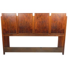 Mid Century Burl Wood Queen Headboard by John Keal for Brown-Saltman, 1950s