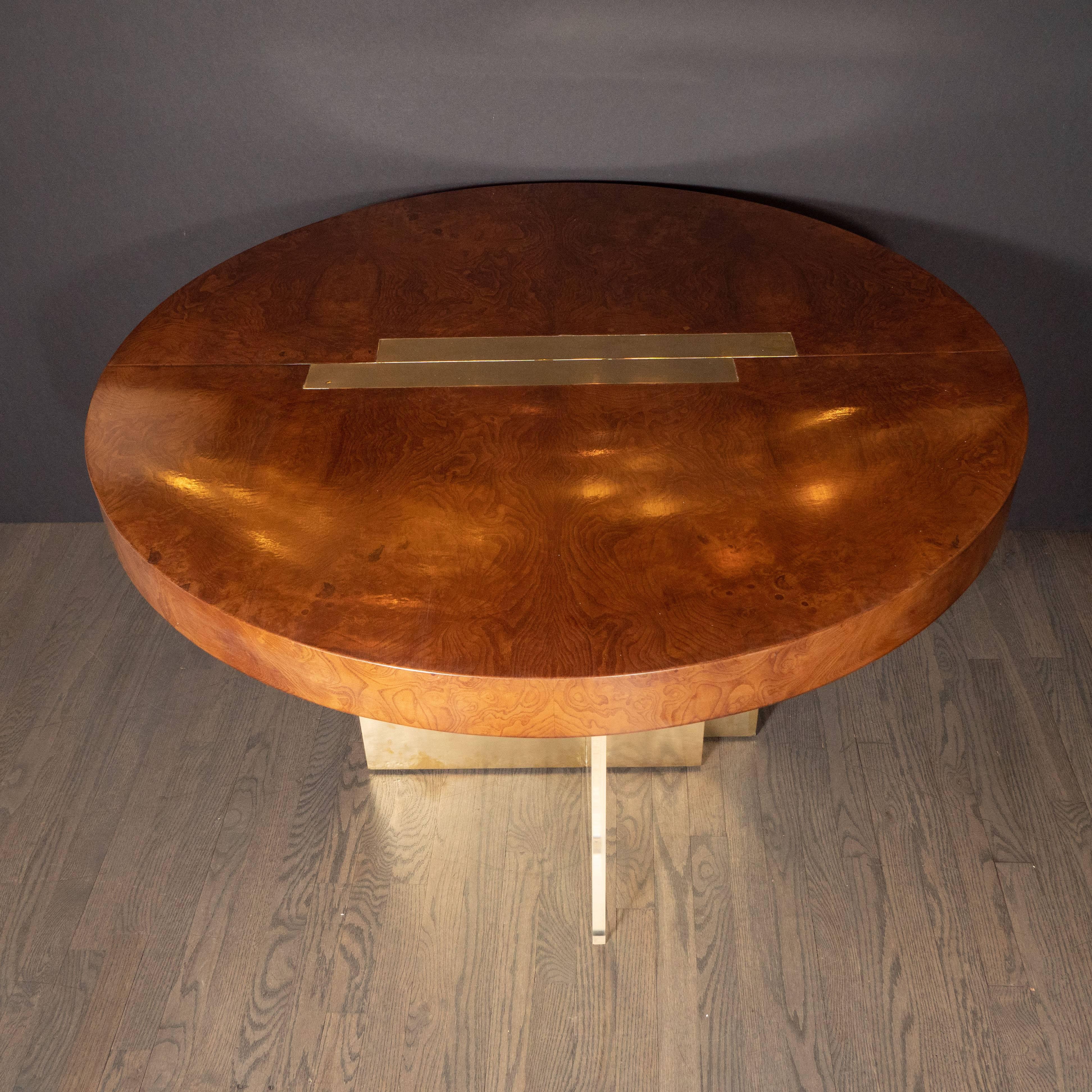 Midcentury Burled Ash, Brass and Lucite Center/Dining Table by Vladimir Kagan 6