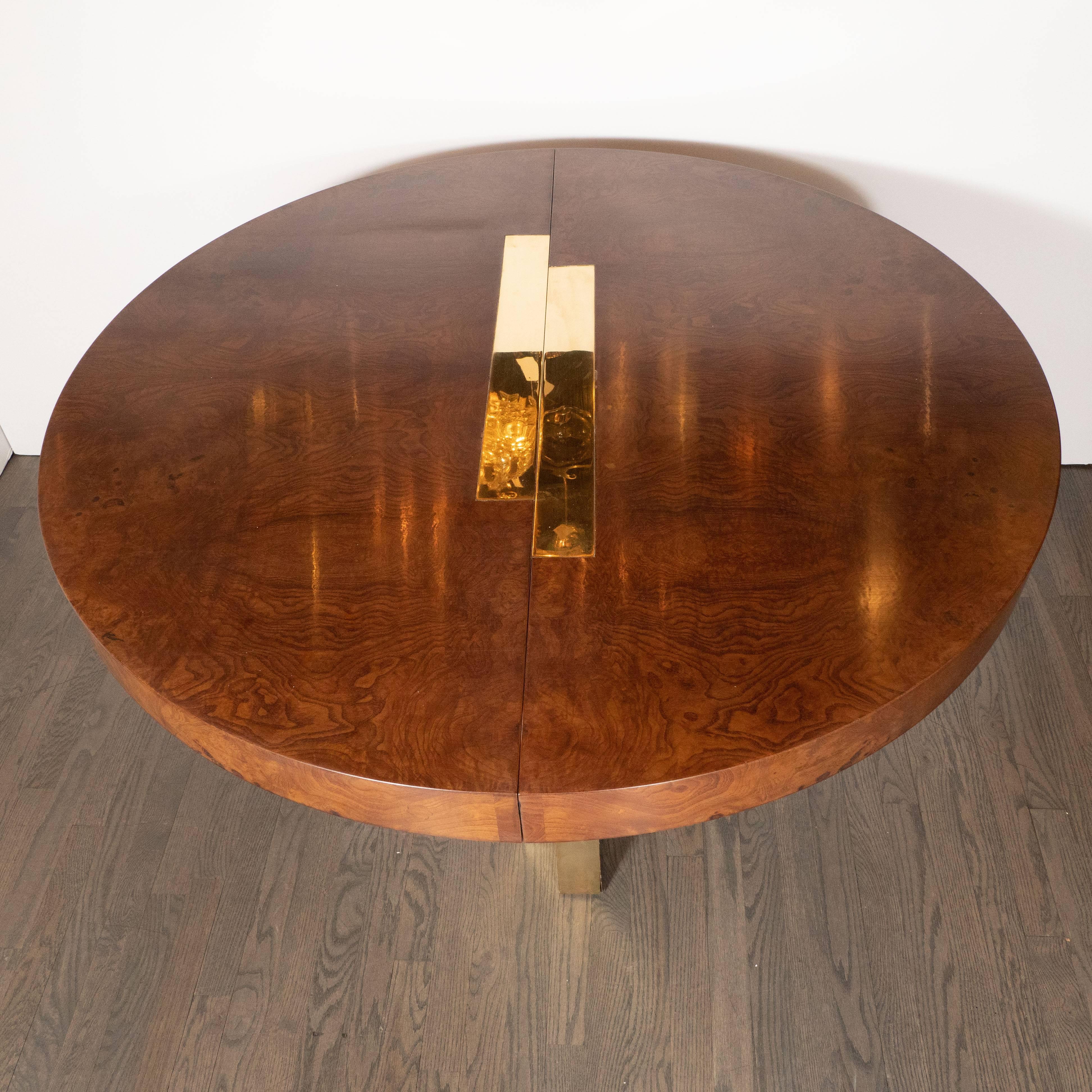 Midcentury Burled Ash, Brass and Lucite Center/Dining Table by Vladimir Kagan 10