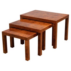 Midcentury Burled Nesting Tables by Directional