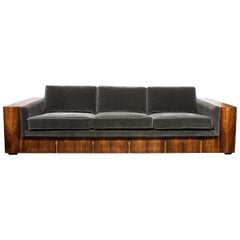 Midcentury Burled Rosewood & Graphite Mohair by Milo Baughman for Thayer Coggin