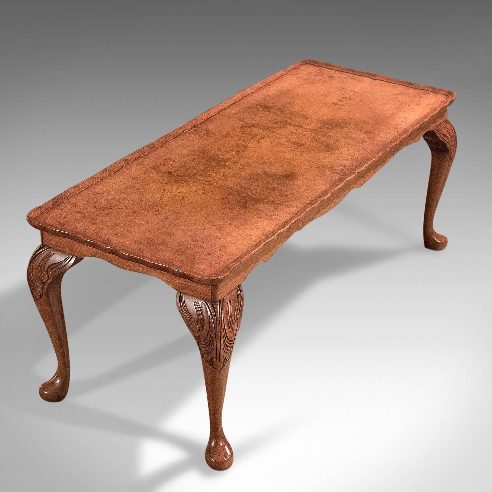 British Midcentury Burr Walnut, Pie Crust Coffee Table