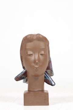 Bustos de cerámica de mediados de siglo diseñados por Johannes Hedegaard, años 60