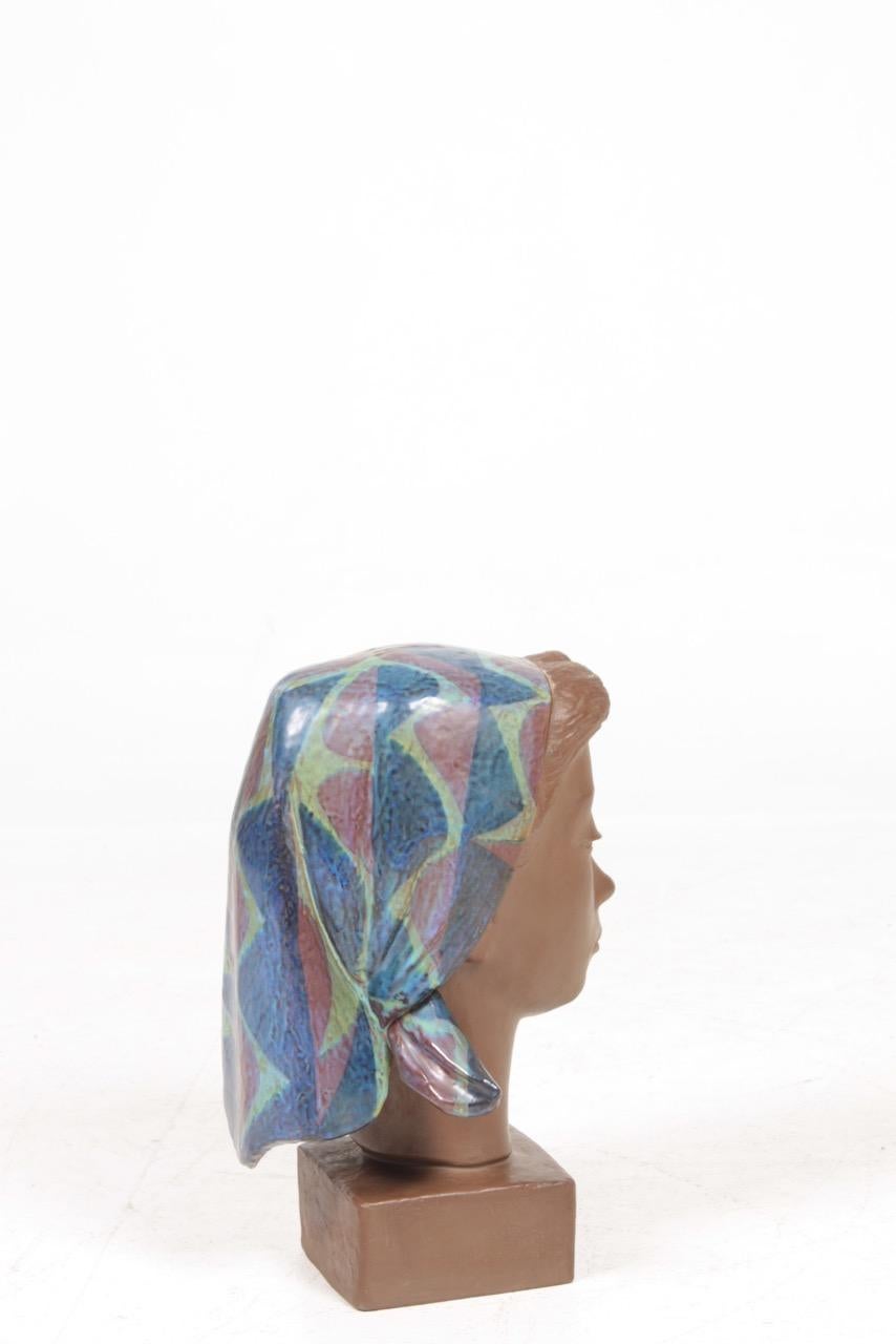 Scandinavian Modern Midcentury Busts in Ceramic Designed Johannes Hedegaard, 1960s For Sale