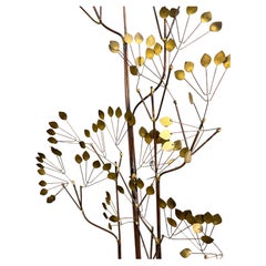 Midcentury C Jere Brutalist Style Wall Art Farm and Tree Scene for Artisan House