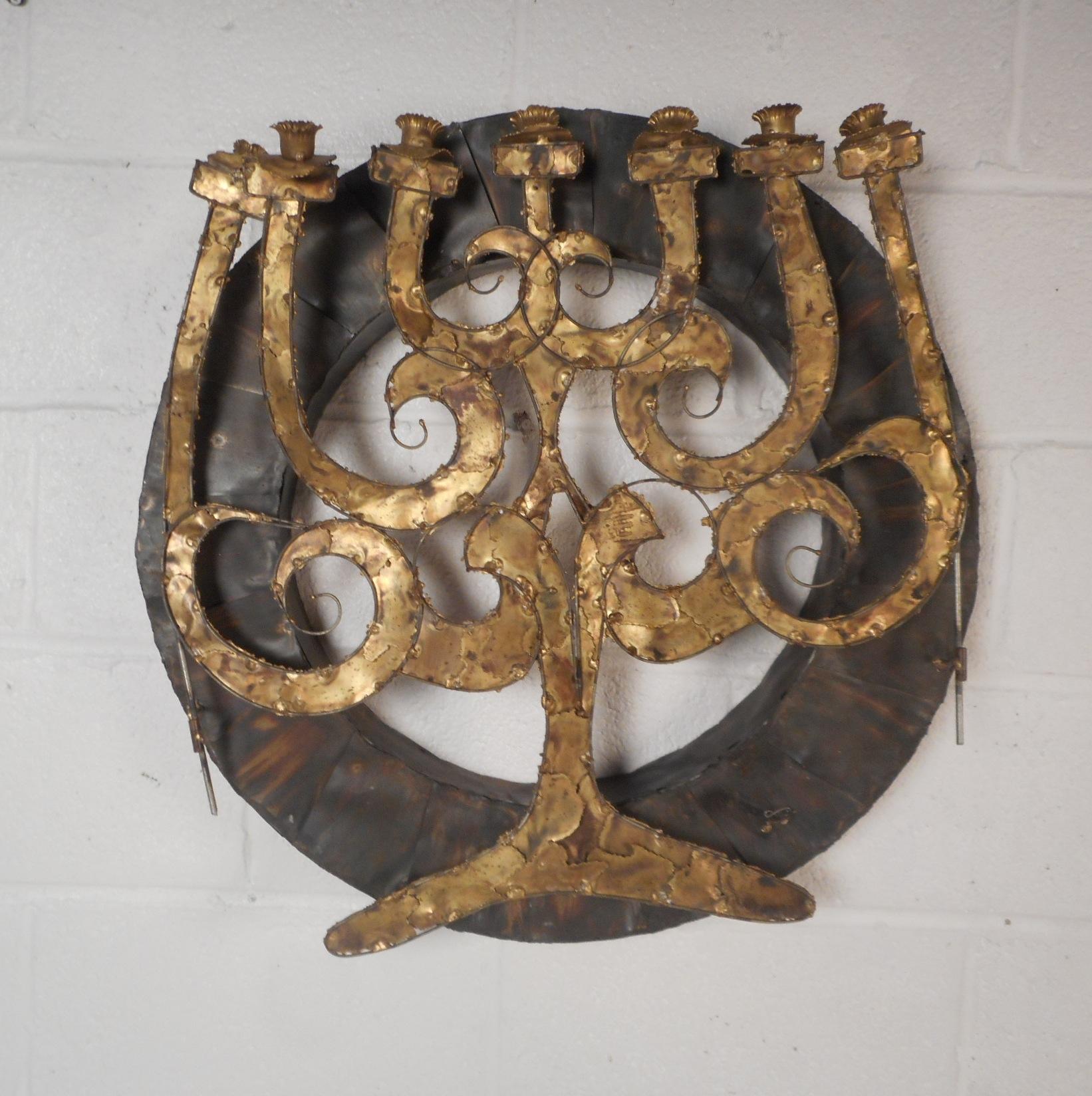 Mid-Century Modern Art mural Menorah de style Jere du milieu du siècle dernier