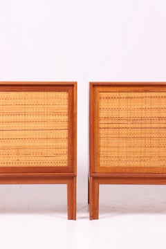 Meuble de rangement du milieu du siècle, panneaux de canne en teck, conçu par Alf Svensson, années 1960