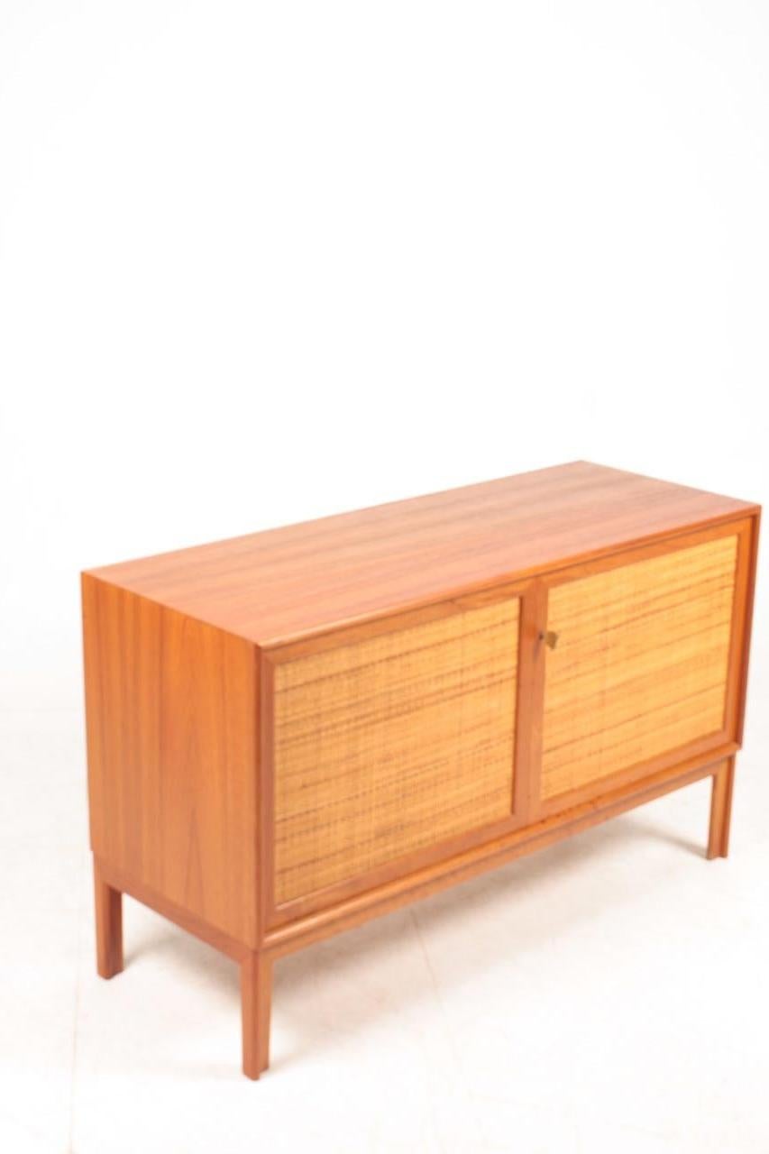 Scandinavian Modern Midcentury Cabinet, Cane Panels in Teak, Designed by Alf Svensson, 1960s