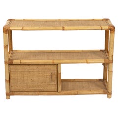 Midcentury Cabinet Storage in Rattan and Bamboo Dal Vera Style, Italy 1970s