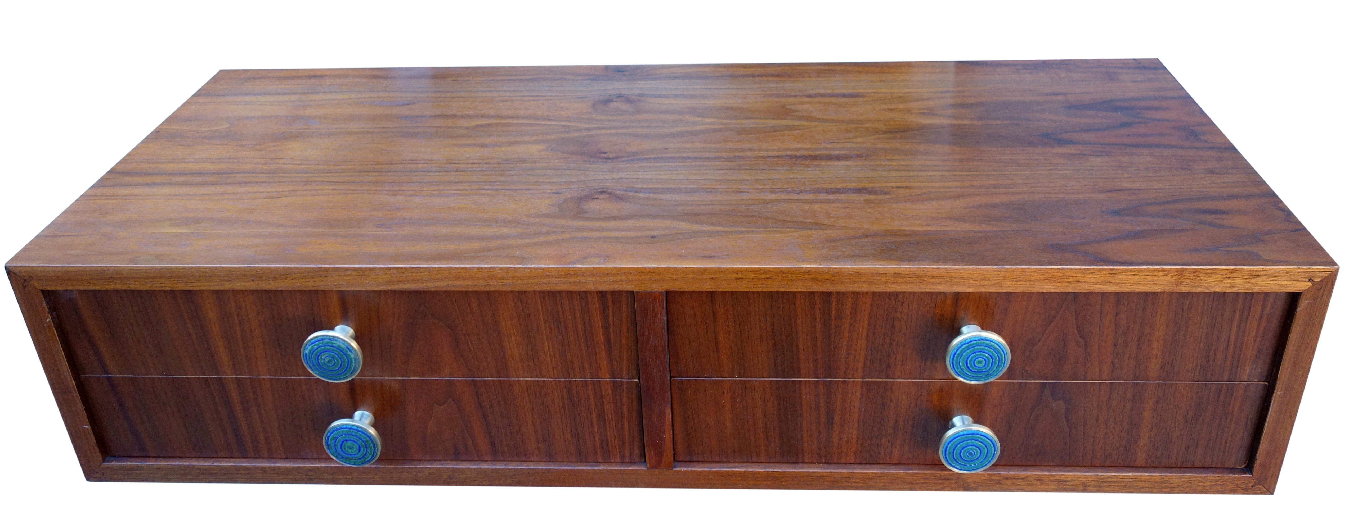 Brass Midcentury Cabinet Top Set of Drawers For Sale