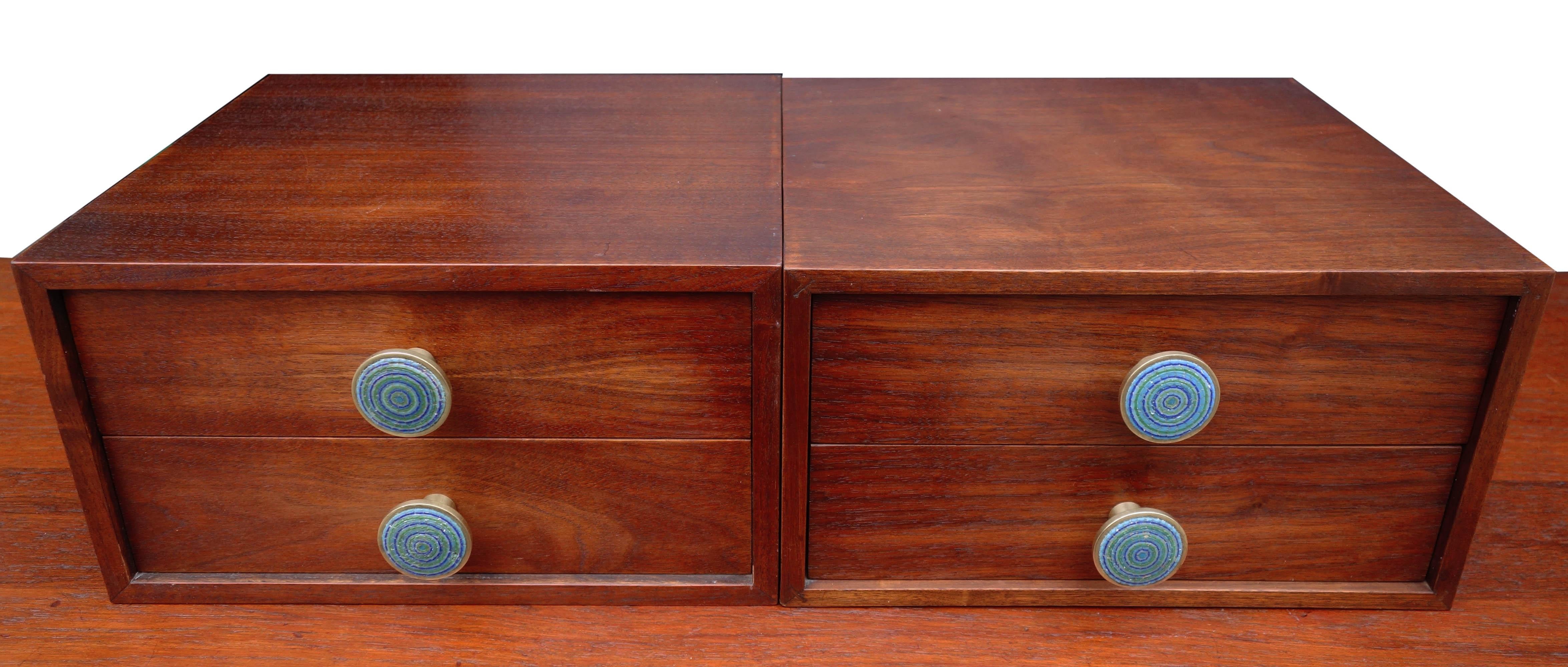 Brass Midcentury Cabinet Top Set of Drawers For Sale