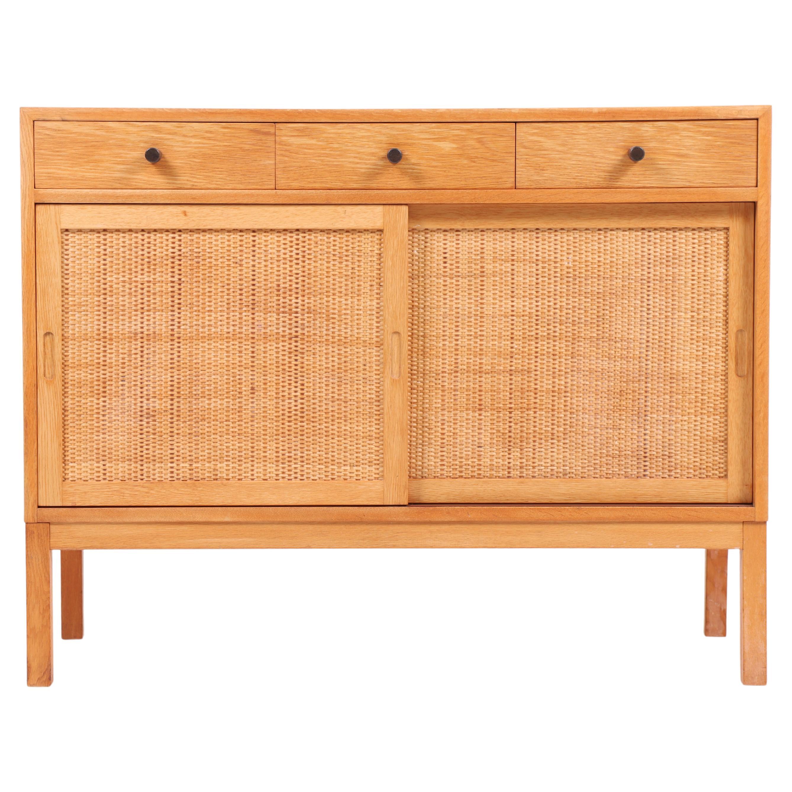 Midcentury Cabinet with Cane Doors in Oak, 1960s