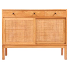 Vintage  Midcentury Cabinet with Cane Doors in Oak, 1960s