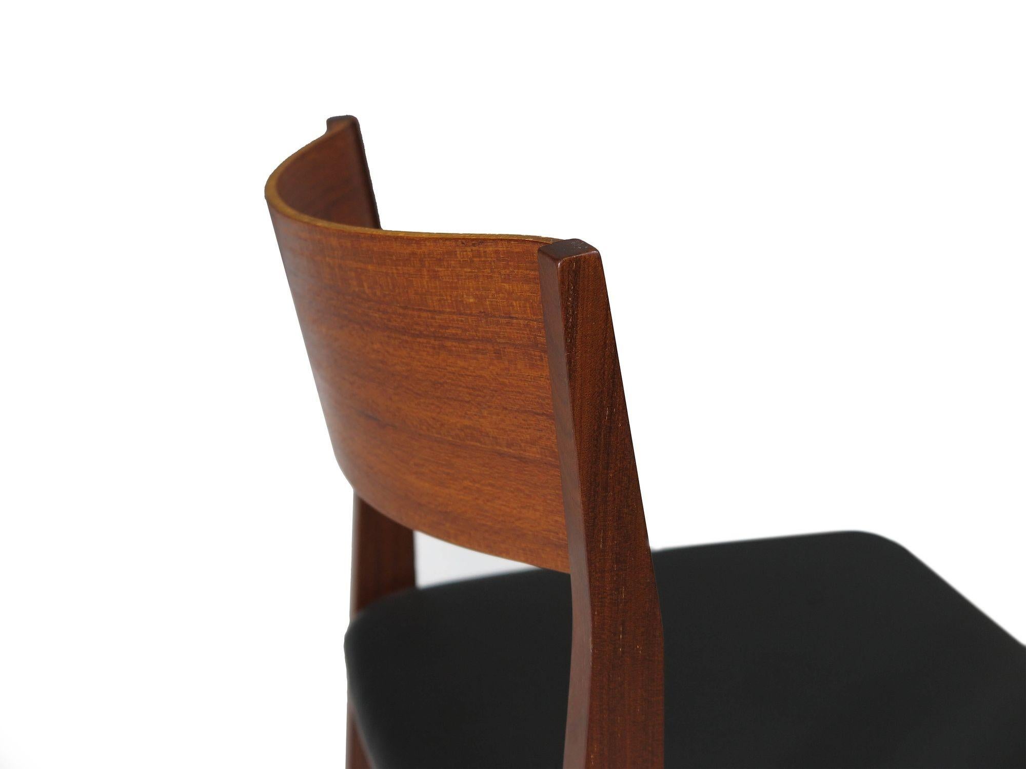 Oiled Midcentury CADO Danish Teak Dining Chairs in Black Leather For Sale