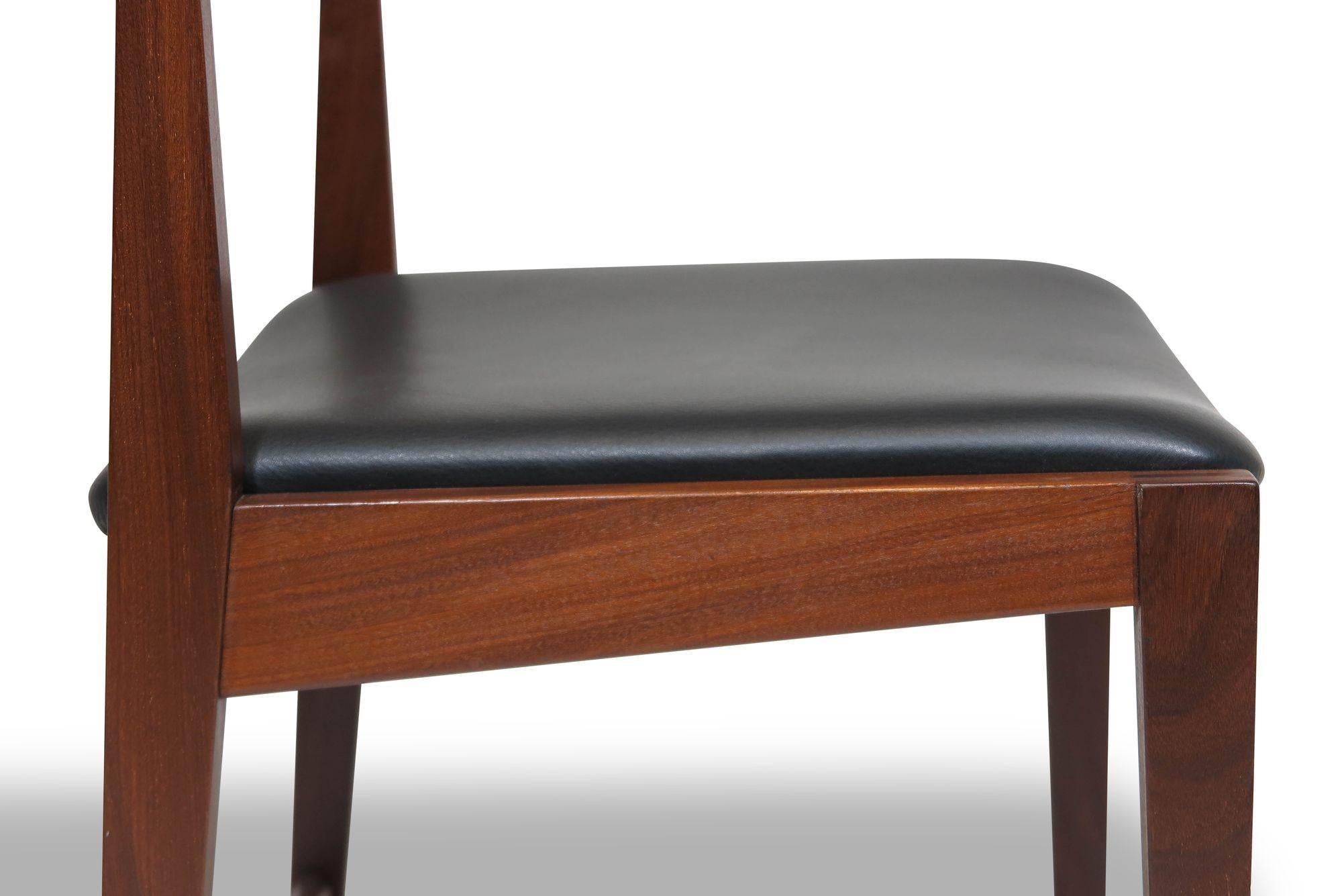 Midcentury CADO Danish Teak Dining Chairs in Black Leather For Sale 2