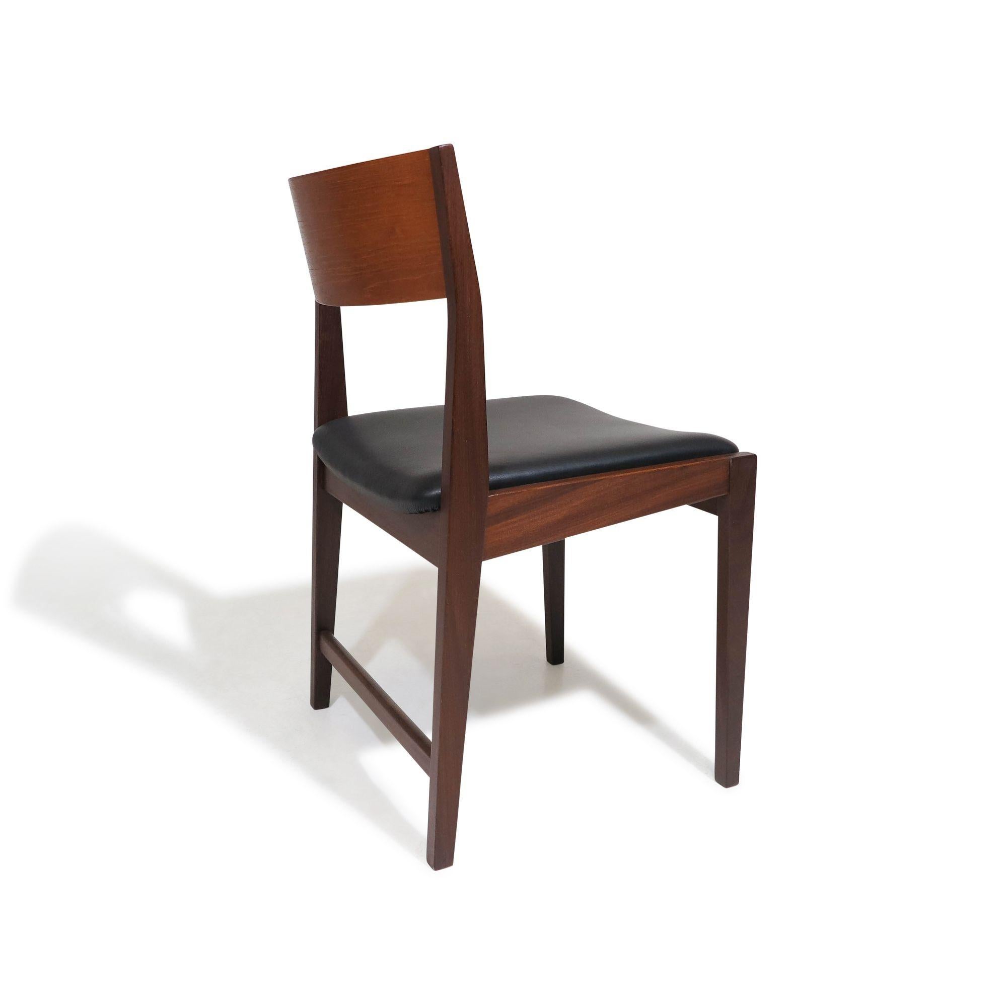 Midcentury CADO Danish Teak Dining Chairs in Black Leather For Sale 3