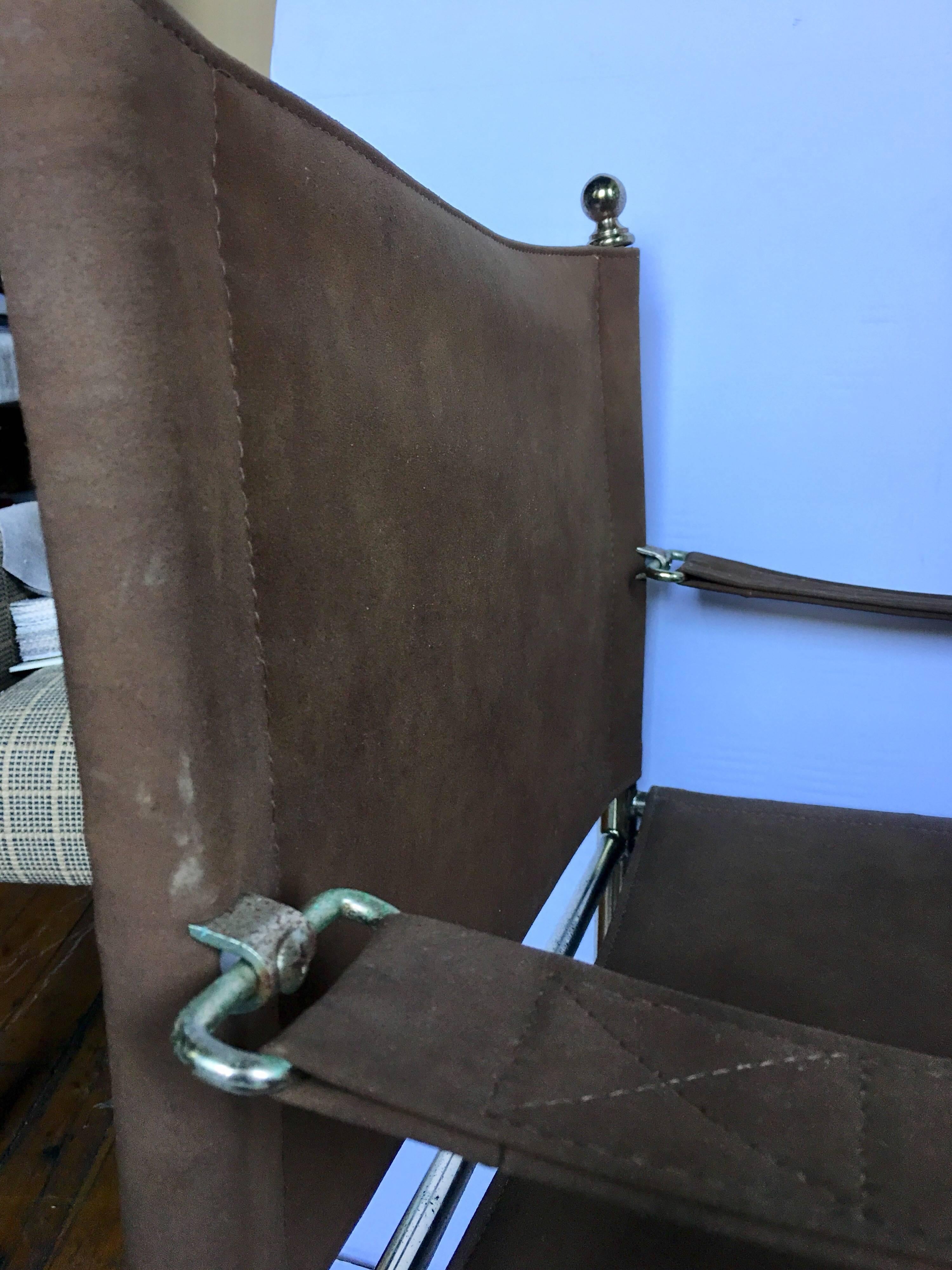 Midcentury Campaign Style Brass Chairs, Pair 2