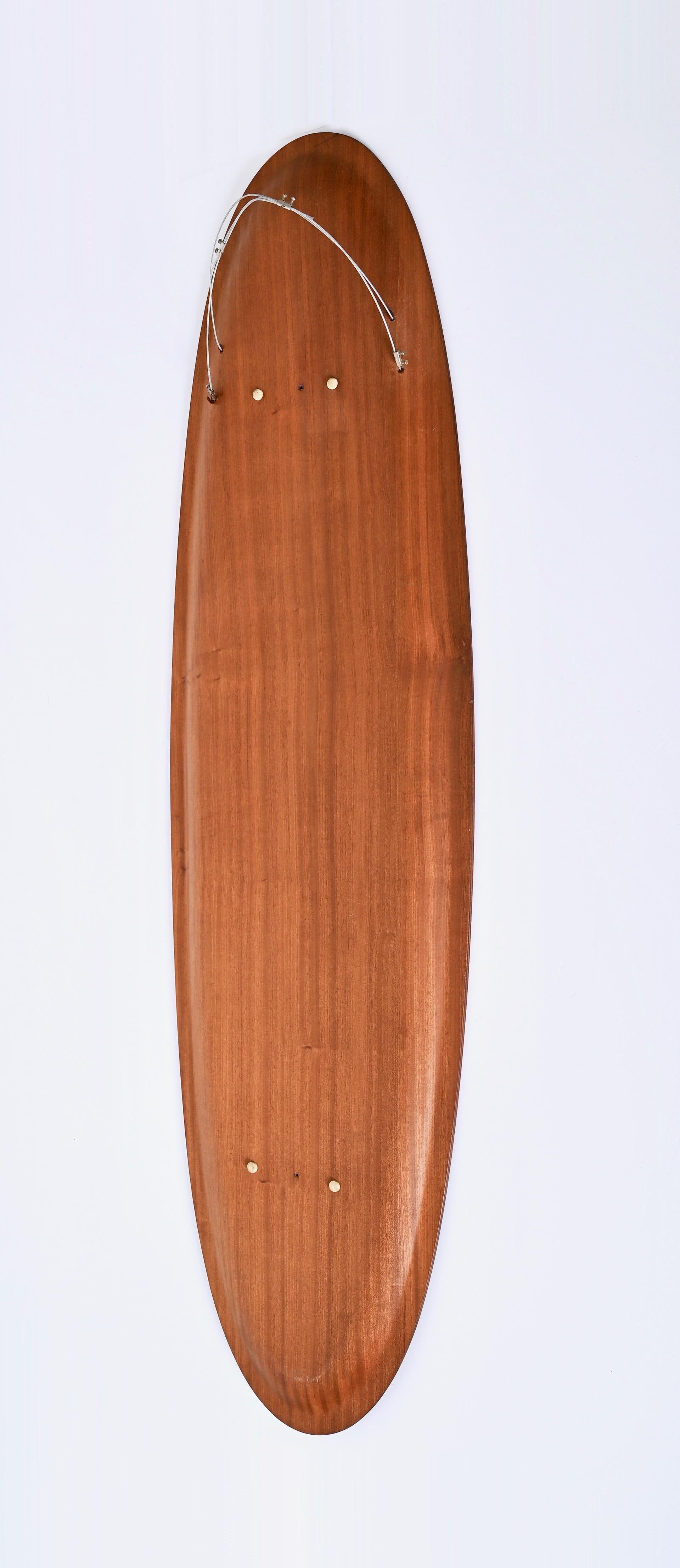 Mid-Century Campo & Graffi Curved Teak Wood Oval Wall Mirror, Italy, 1960s For Sale 2