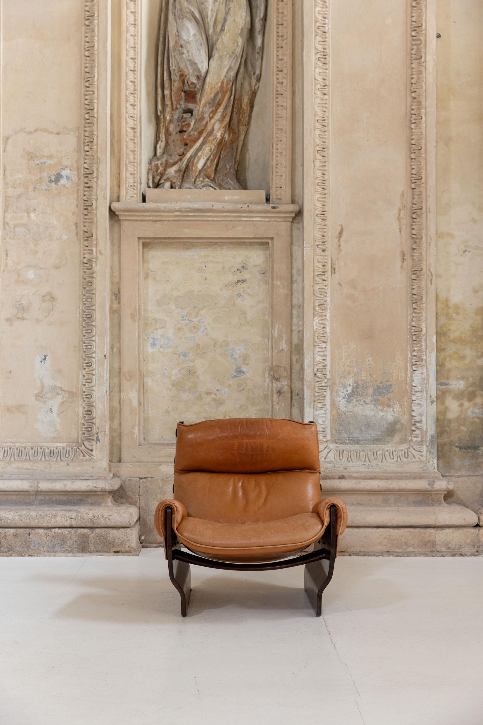 Leather Midcentury Canada armchairs by Osvaldo Borsani for Tecno, Italy 1965