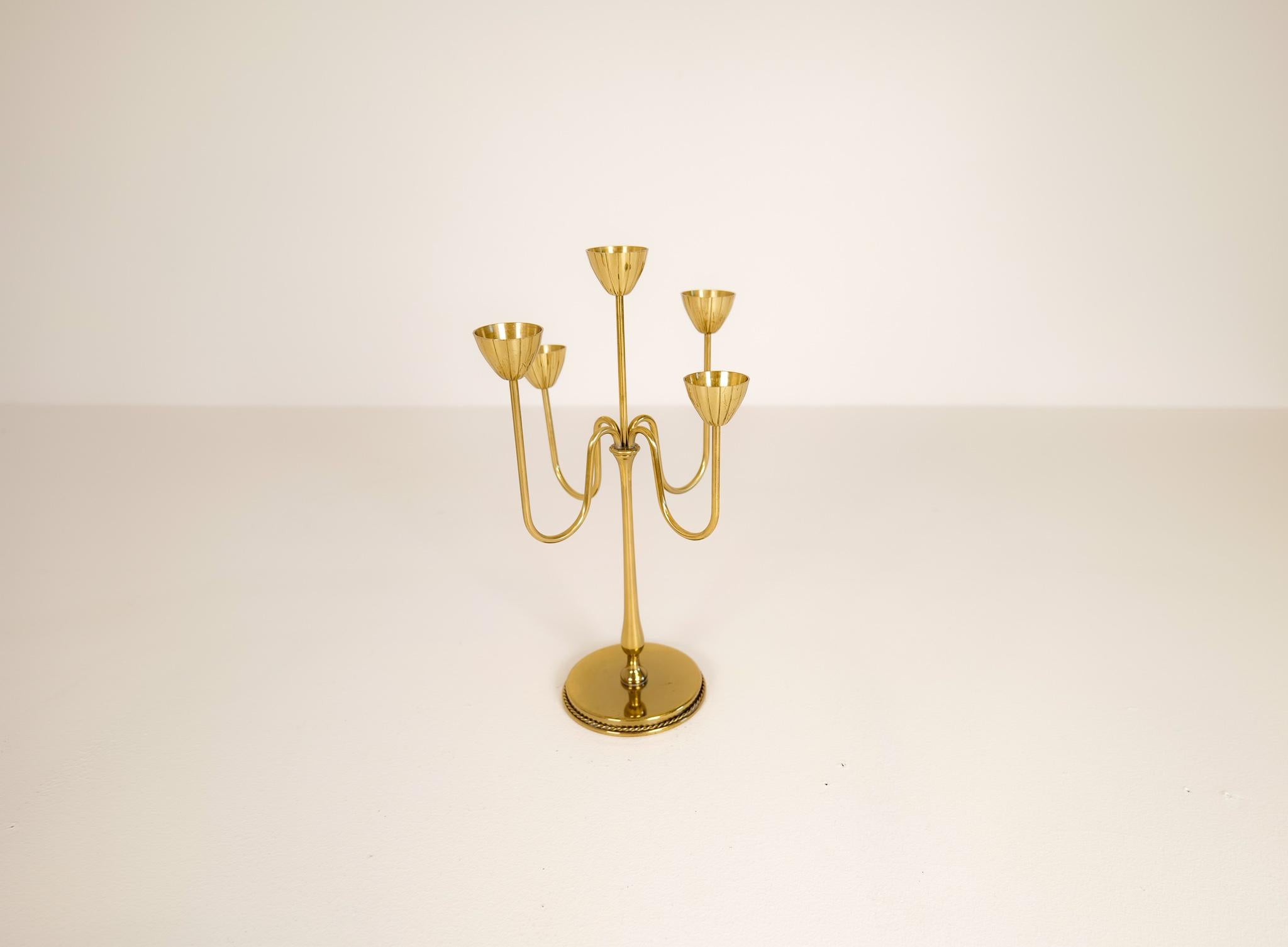 Swedish Midcentury Candelabra Brass Ystad Metall Sweden Gunnar Ander, 1960s