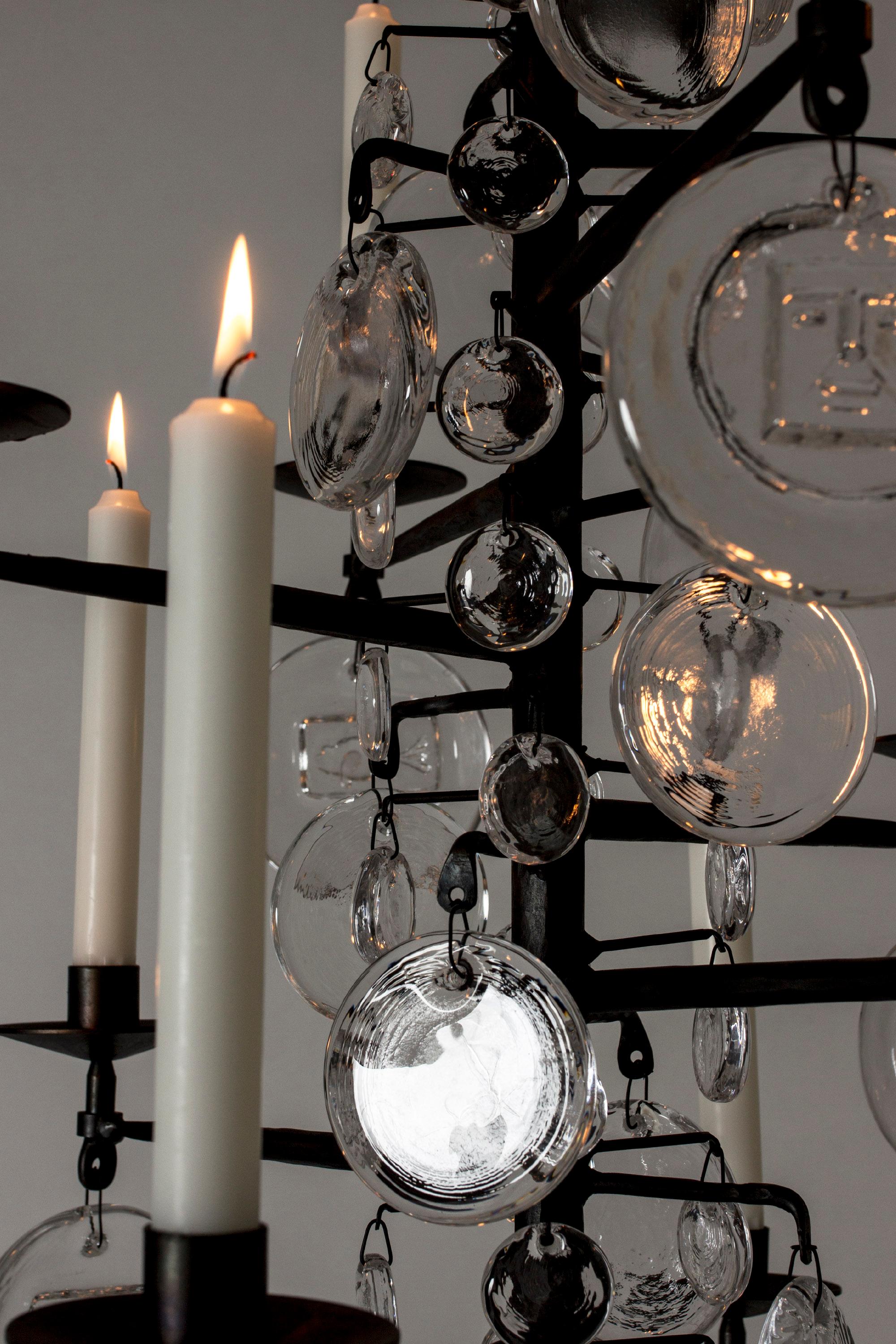 Midcentury Candle Chandelier, Erik Höglund, Boda, Sweden, 1960s 2