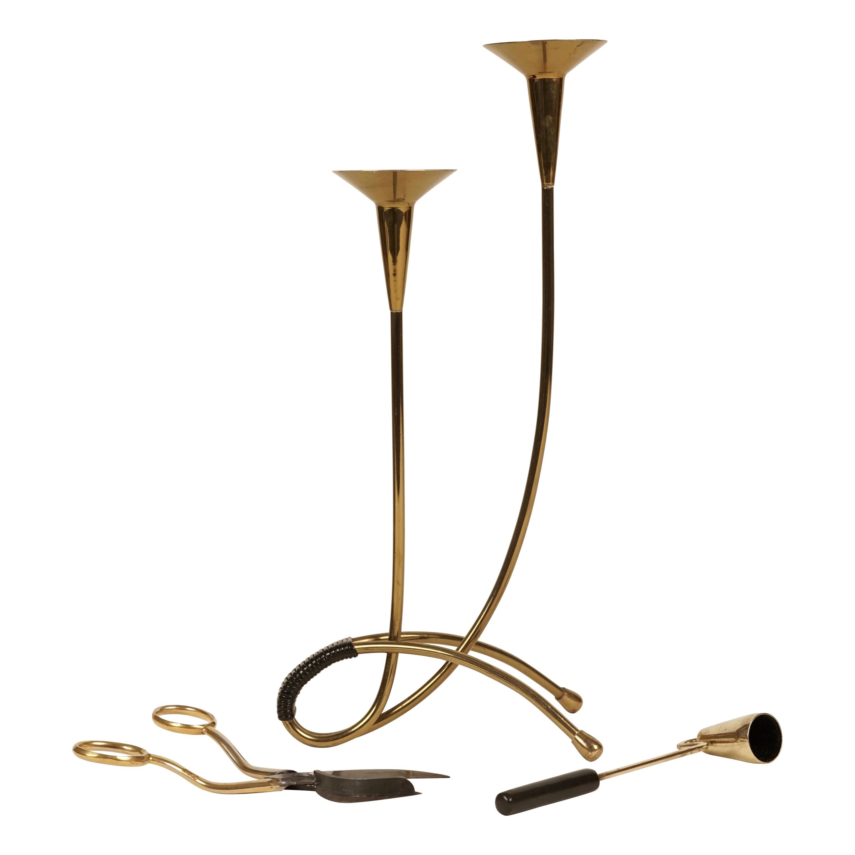 Candelabro de latón de mediados de siglo de Austria en venta