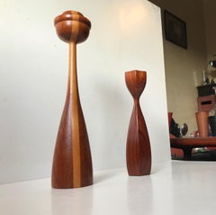 Midcentury Kerzenhalter aus Teakholz:: Dänemark:: 1960er