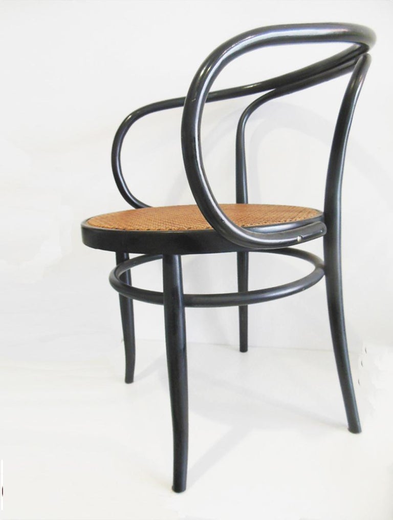 Midcentury Cane and Black Ebonized Bentwood Chair After 209 at 1stDibs cane bentwood