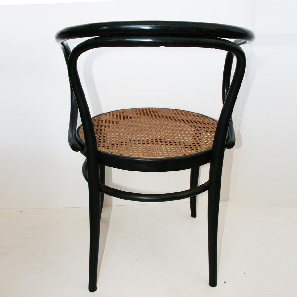 Mid-Century Modern Midcentury Cane and Black Ebonized Bentwood Chair After Thonet 209