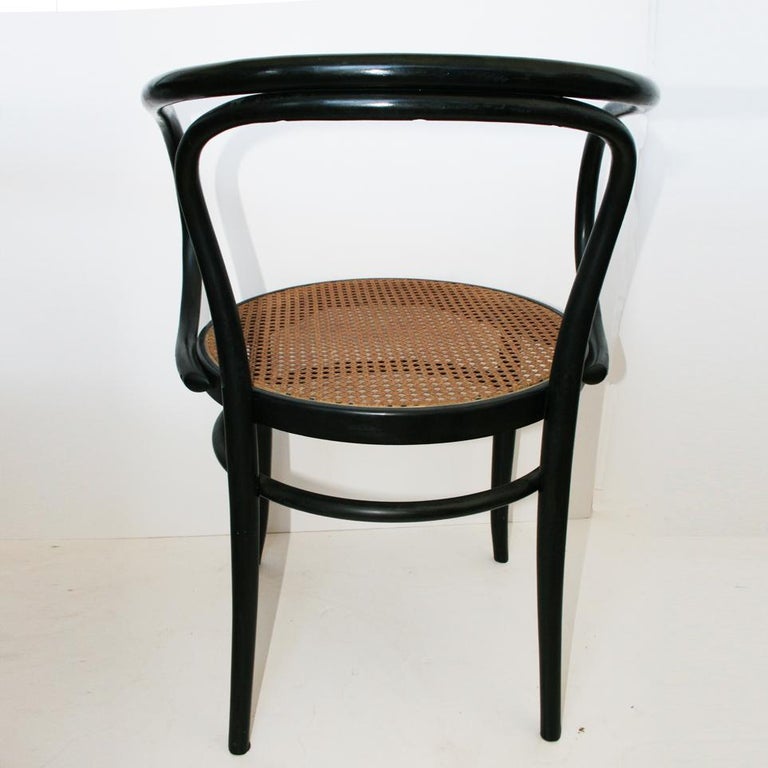 Midcentury Cane and Black Ebonized Bentwood Chair After 209 at