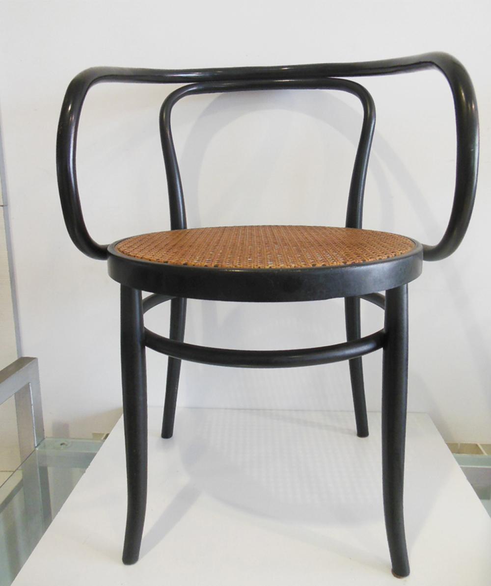 Spanish Midcentury Cane and Black Ebonized Bentwood Chair After Thonet 209