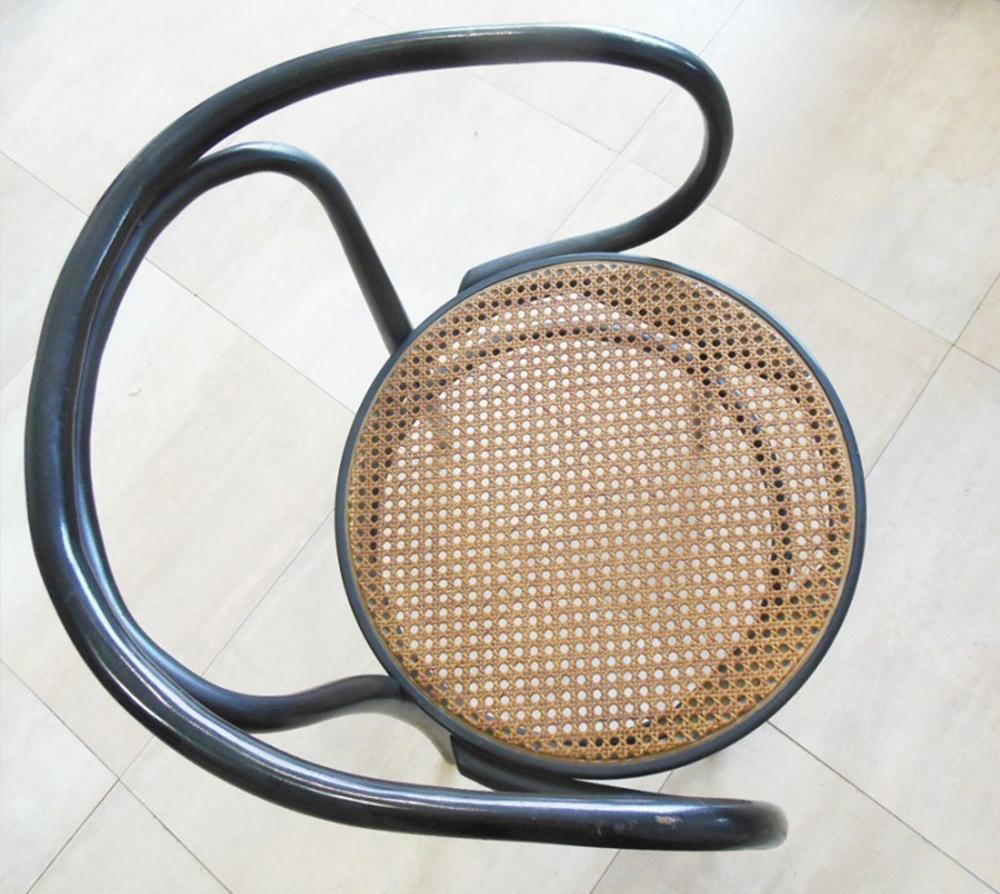 20th Century Midcentury Cane and Black Ebonized Bentwood Chair After Thonet 209