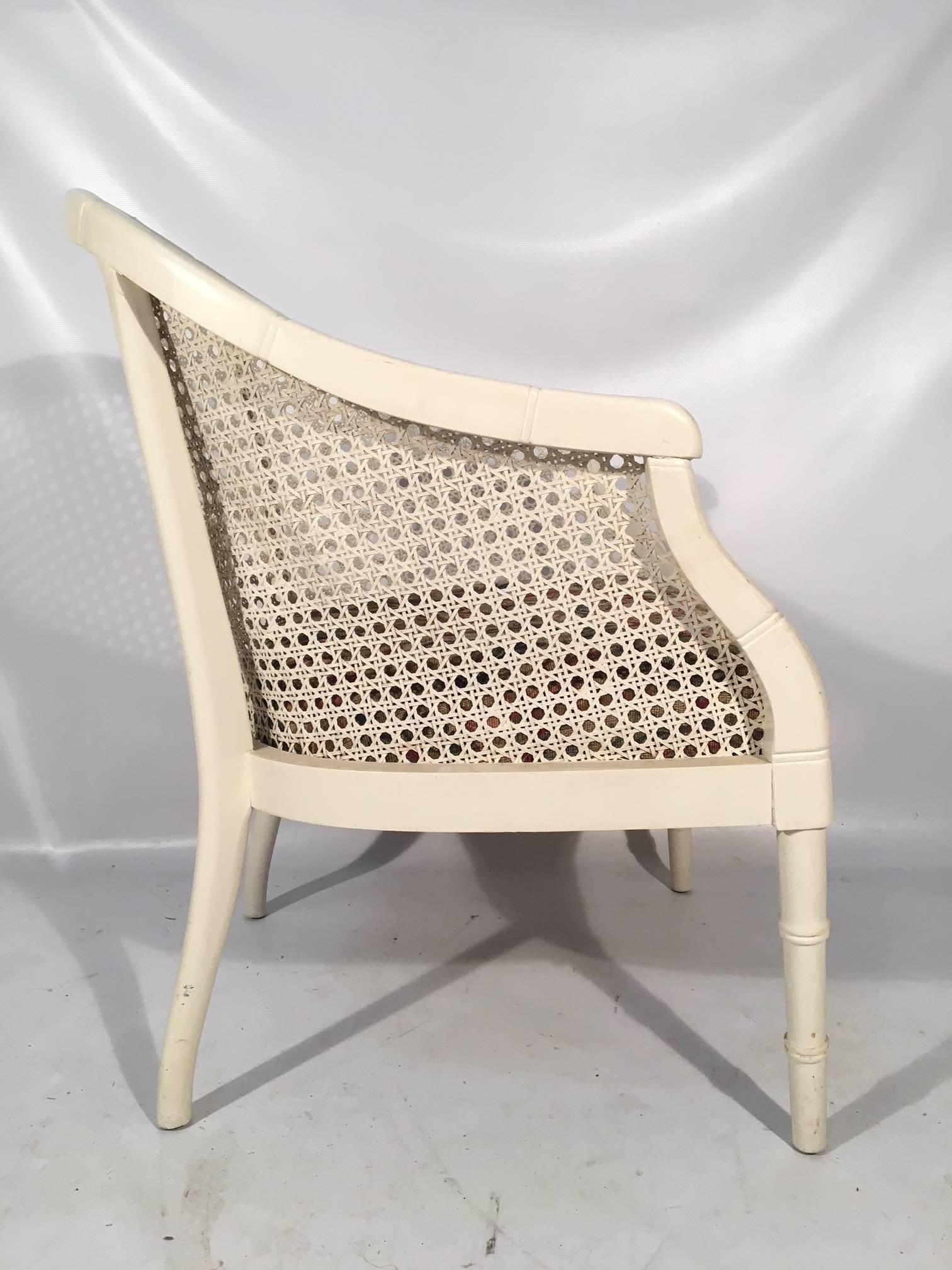 Midcentury Cane Back Barrel Chairs, Set of Four In Excellent Condition In Jacksonville, FL