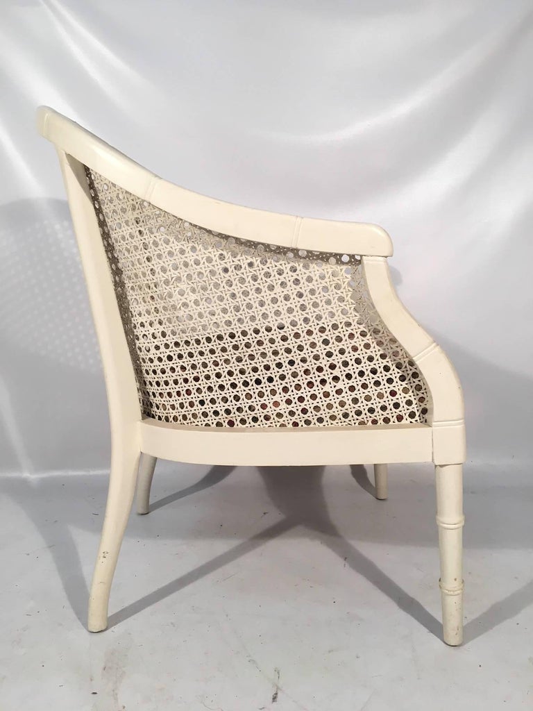 Midcentury Cane Back Barrel Chairs, Set of Four For Sale