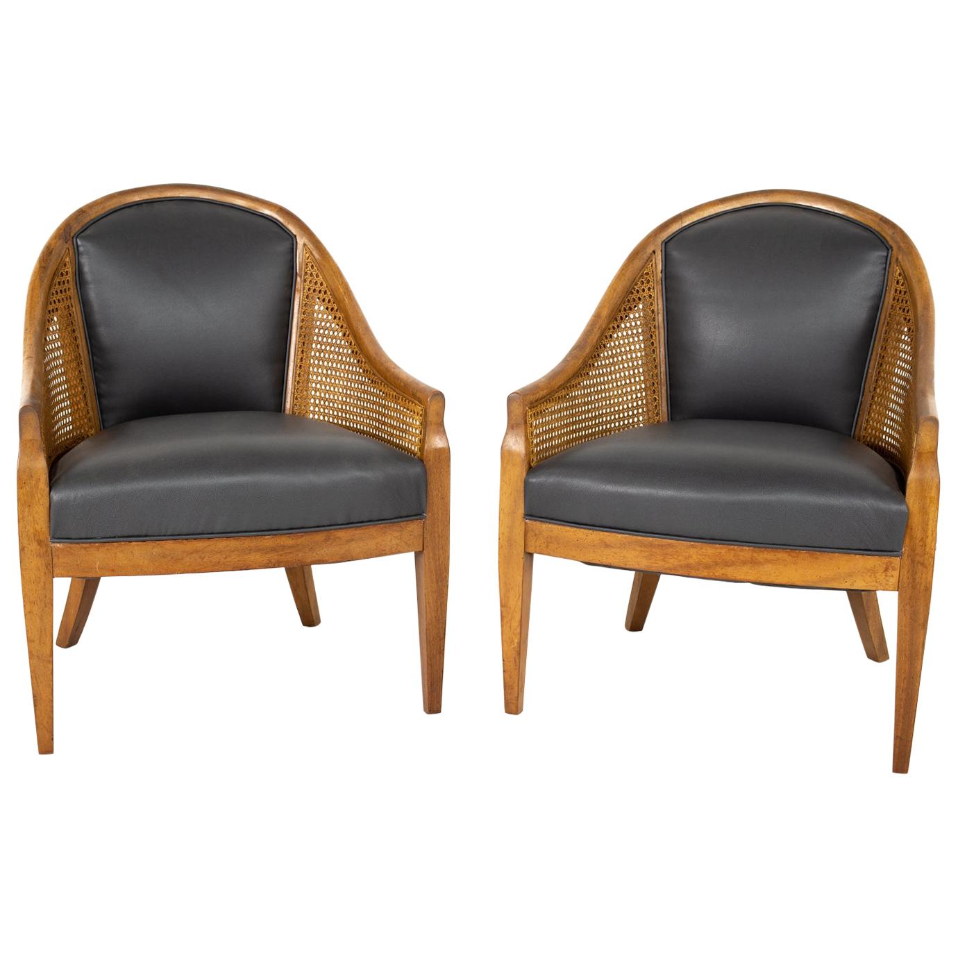 Mid Century Cane Chairs, Pair