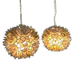 Vintage Midcentury Capiz Shell Pendant Light by Willy Daro, 1950s, Belgium