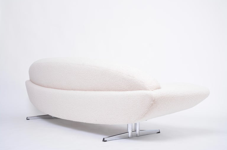 Midcentury Capri Sofa by Johannes Andersen Reupholstered in White Teddy Fur For Sale 3