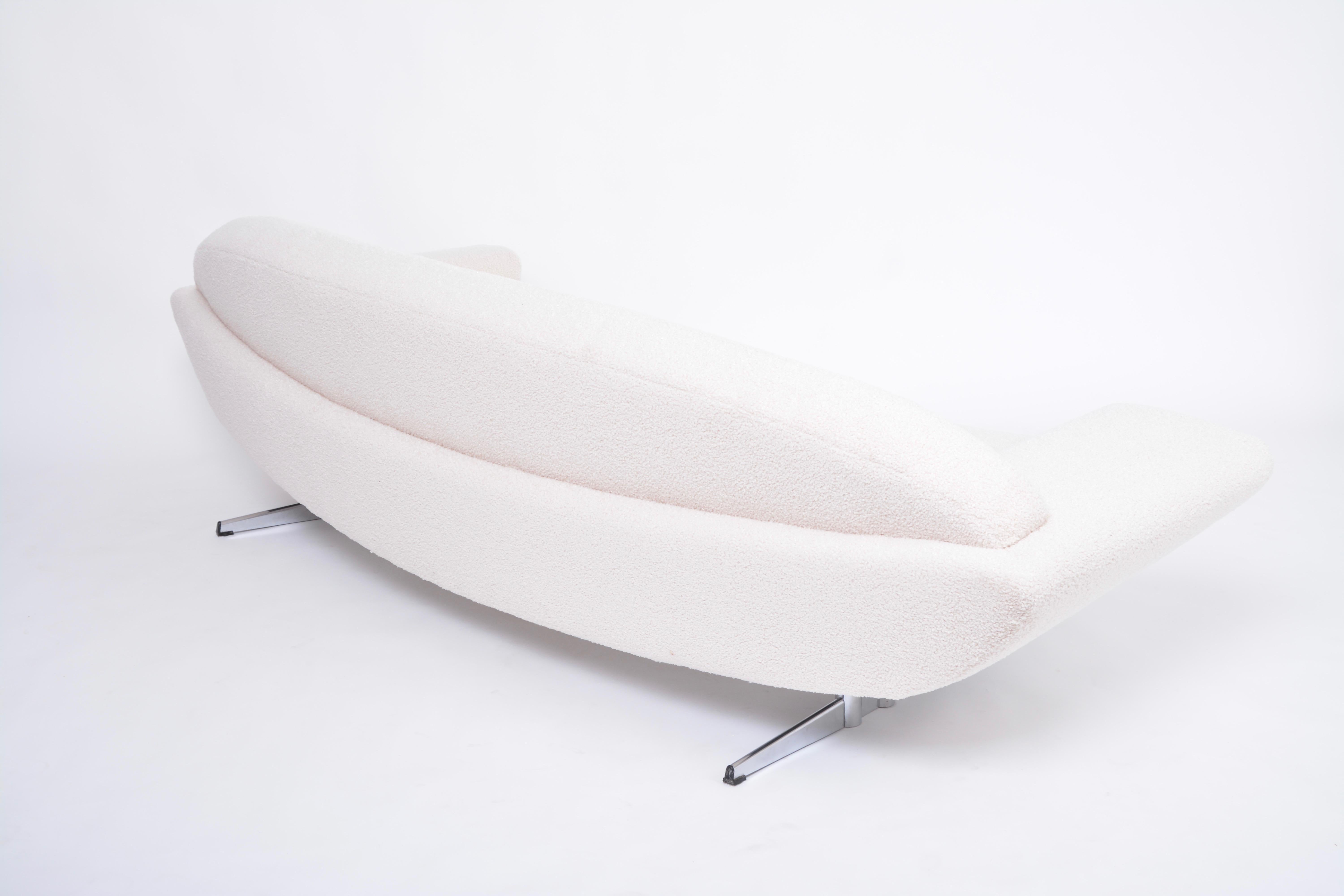 Midcentury Capri Sofa by Johannes Andersen Reupholstered in White Teddy Fur For Sale 1