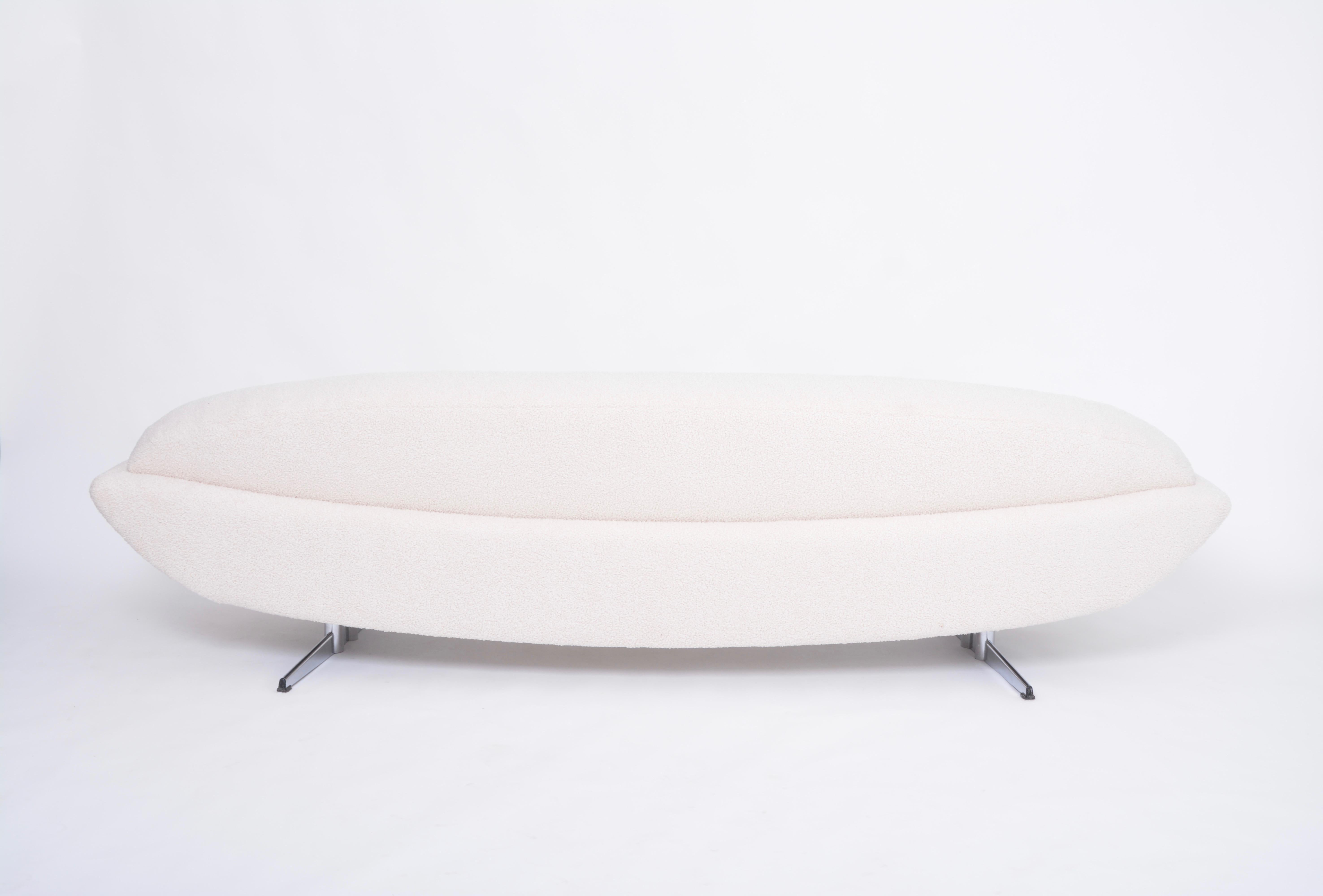 Midcentury Capri Sofa by Johannes Andersen Reupholstered in White Teddy Fur For Sale 2