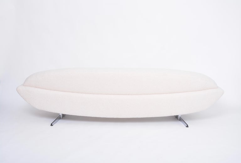 Midcentury Capri Sofa by Johannes Andersen Reupholstered in White Teddy Fur For Sale 5