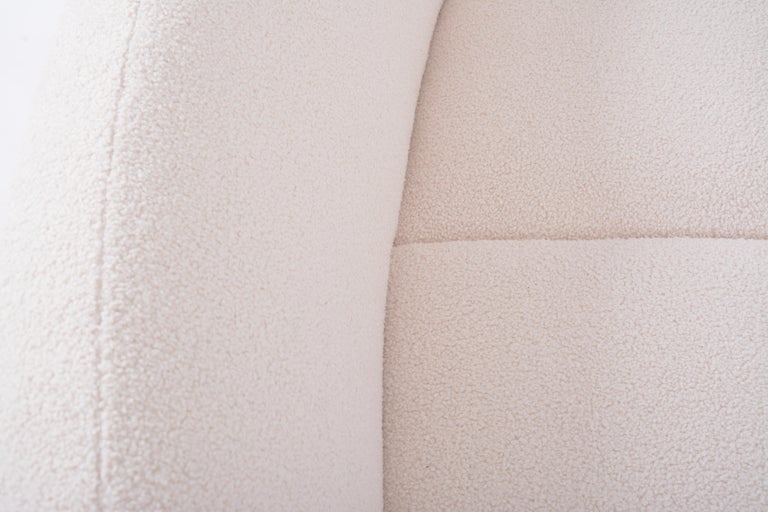 Midcentury Capri Sofa by Johannes Andersen Reupholstered in White Teddy Fur For Sale 8