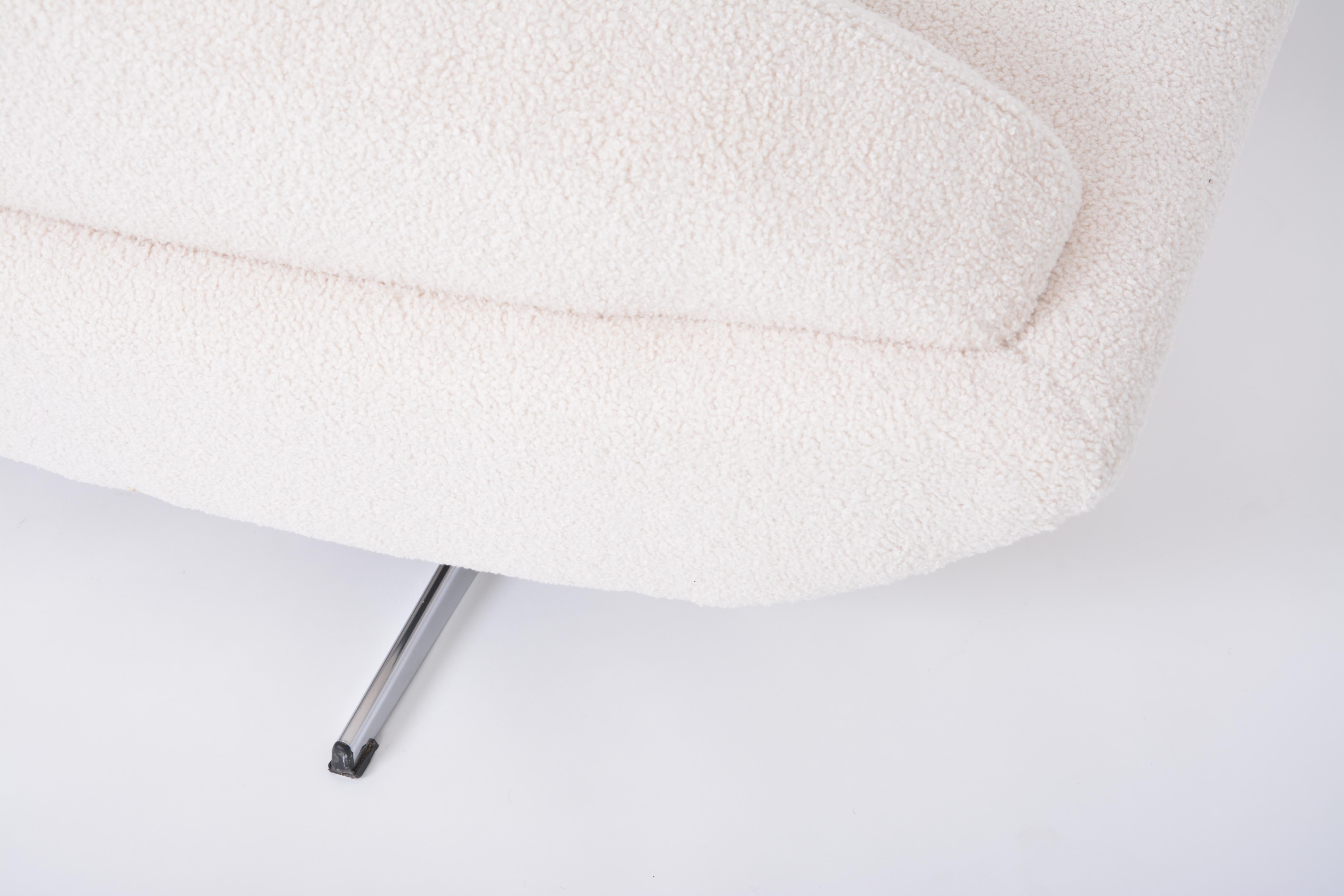 Midcentury Capri Sofa by Johannes Andersen Reupholstered in White Teddy Fur For Sale 6