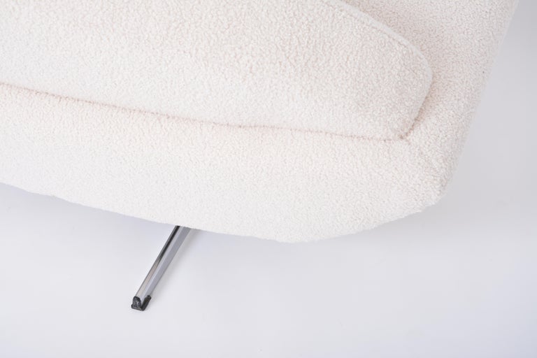 Midcentury Capri Sofa by Johannes Andersen Reupholstered in White Teddy Fur For Sale 9