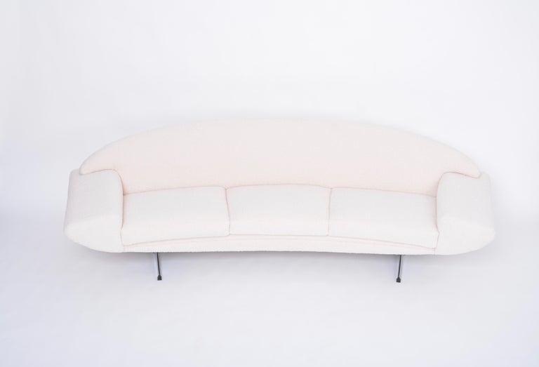 Swedish Midcentury Capri Sofa by Johannes Andersen Reupholstered in White Teddy Fur For Sale